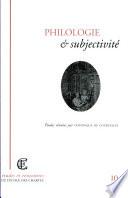libro Philologie Et Subjectivité