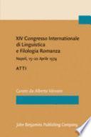 libro Xiv Congresso Internationale Di Linguistica E Filologia Romanza