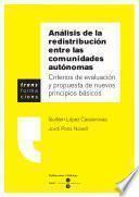 libro Análisis De La Redistribución Entre Las Comunidades Autónomas