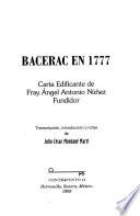 libro Bacerac En 1777