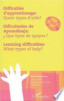 libro Difficultés D Apprentissage, Quels Types D Aide?