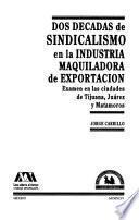 libro Dos Décadas De Sindicalismo En La Industria Maquiladora De Exportación