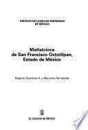 libro Matlatzinca De San Francisco Oxtotilpan, Estado De México