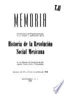 libro Memoria Del Seminario De Programación Para El Estudio Y Publicación De La Historia De La Revolución Social Mexicana En Los Estados De Coahuila De Zaragoza, Nuevo León Y Tamalipas