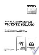 libro Pensamiento De Fray Vicente Solano