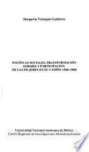 libro Políticas Sociales, Transformación Agraria Y Participación De Las Mujeres En El Campo
