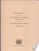 libro Resúmenes De Los Fallos, Opiniones Consultivas Y Providencias De La Corte Internacional De Justicia 1997 2002