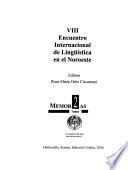 libro Viii Encuentro Internacional De Lingüística En El Noroeste