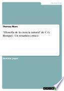 libro “filosofía De La Ciencia Natural” De C.g. Hempel   Un Resumen Crítico
