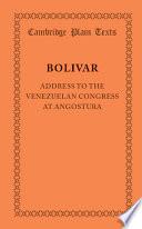 libro Address To The Venezuelan Congress At Angostura