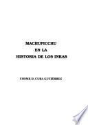 libro Machupicchu En La Historia De Los Inkas