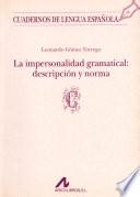 libro La Impersonalidad Gramatical