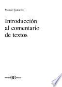 libro Introducción Al Comentario De Textos