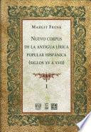 libro Nuevo Corpus De La Antigua Lírica Popular Hispánica, Siglos Xv A Xvii