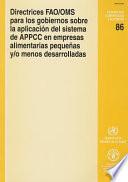 libro Directrices Fao/oms Para Los Gobiernos Sobre La Aplicacion Del Sistema De Appcc En Empresas Alimentarias Pequenas Y/o Menos Desarrolladas