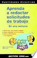 libro Aprenda A Redactar Solicitudes De Trabajo En Una Semana