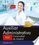 libro Auxiliar Administrativo. Comunidad De Madrid. Temario Vol. I