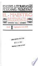 libro El Maestro; Revista De Cultura Nacional, I Iii