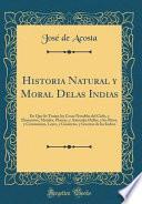 libro Historia Natural Y Moral Delas Indias